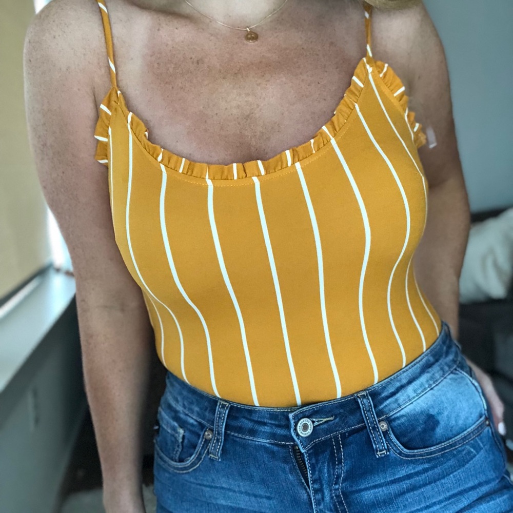 Arielle Mustard Stripe Bodysuit - Picture 3 of 4